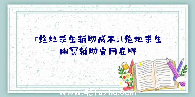 「绝地求生辅助成本」|绝地求生幽冥辅助官网在哪